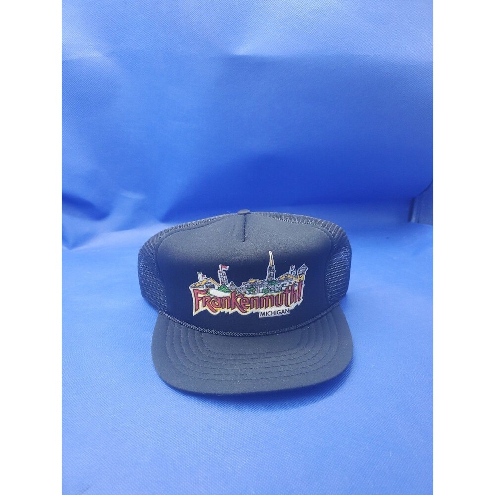 Vtg NOS Frankenmuth! MICHIGAN Snapback Hat Truckers Cap Black